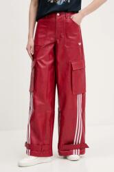 adidas Originals nadrág FAUX LTHR női, piros, magas derekú cargo, JX9227 - piros 25