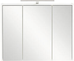 Möbelpartner Dulap baie cu oglindă Flag 74x60 cm PAL alb 3 uşi cu iluminare (149481)