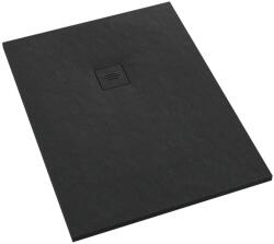 Schedline Protos Black Stone téglalap zuhanytálca + előlap 100x80 cm fekete 3SP. P1P-80100/C/ST-M1/C/ST