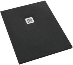 Schedpol Kalait Black Stone téglalap zuhanytálca + előlap 140x80 cm fekete 3.3110/C/ST-M2 (33110CSTM2)