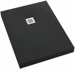 Schedpol New Horizons Black Stone téglalap zuhanytálca + előlap 100x80 cm fekete 3.3306/C/ST-M2
