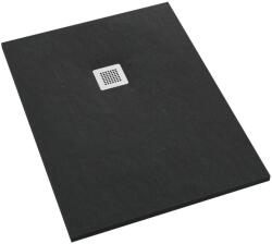 Schedpol Kalait Black Stone cădiță de duș dreptunghiulară + capac mascare 140x100 cm negru 3.3127/C/ST-M2 (33127CSTM2)