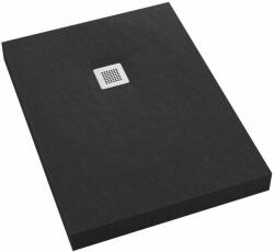 Schedpol New Horizons Black Stone téglalap zuhanytálca + előlap 140x80 cm fekete 3.3310/C/ST-M2