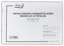 Bluering Készlet visszavételezési bizonylat 8 tételes 25x4 lapos tömb A/5 fekvõ B. 12-123/V Bluering - tonerpiac