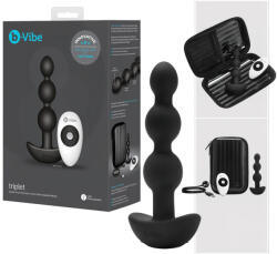 b-Vibe - tripla gyöngyös, akkus anál vibrátor (fekete)