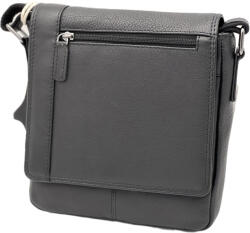  Borseta Barbati din piele naturala, Curea de Umar din Piele Reglabila, Hunter Brand, 18x19x4, 5 cm, Negru