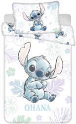 Jerry Fabrics Lenjerie de pat Lilo and Stitch "Ohana White" pentru bebeluși 100x135 cm + 40x60 cm Lenjerii de pat bebelusi‎, patura bebelusi