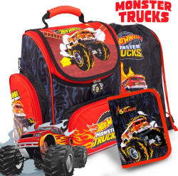  Hot Wheels ergonomikus iskolatáska SZETT - Monster Trucks (5903235669170SZ)