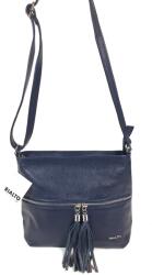 RIALTO sötétkék előzsebes, dupla rojt húzókás, bőr divattáska RX377DO-07 - taskaweb