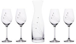  Borosüveg borospoharakkal - Swarovski dísszel - 360 ml - 5 db-os szett