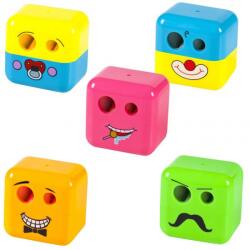 ADEL Emoji 2 lyukú tartályos hegyező - fordítós kocka - többféle (BP-2260000003)