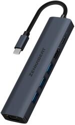 ZENKABEAT 6-1, Hub Adapter Type-C Pro6 3x USB, 1x HDMI, 1x Type C, 1x Internet 1000 Mbps, fekete (ZK-49)