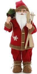 Kring Mikulás Kring figura, 60 cm, síléccel és ajándéktáskával, Piros/Barna (CK606-N229-60 cm)