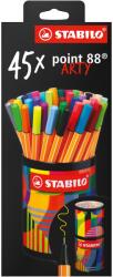 STABILO Point 88 filctoll készlet, 0, 4 mm, 45 szín / készlet, fém pohártartóval (SW8845220)
