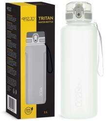4FIZJO Sportos vizes palack időskálával, 4FIZJO, BPA-mentes, fogantyúként pánttal, kényelmes, ergonomikus szájrész, űrtartalom 1 L, 26, 5 x 8 cm, Tritan, szilikon, PP, szürke (P-5905973404273)