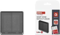 EMOS GoSmart IP-2002ZB Hordozható 2 funkciós szcenárió kapcsoló, ZigBee 3.0, CR 2430 3 V tápellátás, Fekete (EM-H5015)