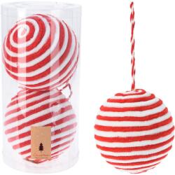 Koopman 2 db karácsonyi földgömb készlet, 12 cm átmérőjű, fehér/piros