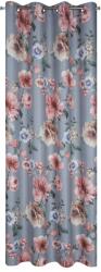 Eurofirany Dekoratív függöny fém gyűrűkkel, GAJA 140x250 szürke virágzó virágok (HS418947)