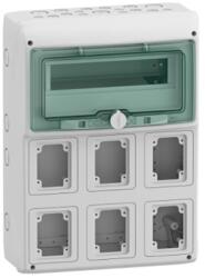 Schneider Electric Kaedra 13181 elektromos panel (doboz), 13 modul, felületre szerelhető, 6 aljzattal/kapcsolóval, IP65