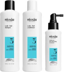Nioxin System 3 törésgátló professzionális készlet festett vagy sérült, enyhén elvékonyodó hajra: sampon, 300 ml + balzsam, 300 ml + kezelés, 100 ml
