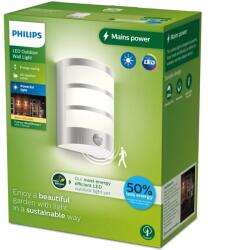 Philips Python kültéri LED fali lámpa, mozgásérzékelővel, 3, 8 W, 800 lm, meleg fehér fény (2700 K), IP44, rozsdamentes acél, 21, 5 cm, A energiaosztály