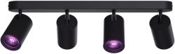 Calex smart RGB LED mennyezeti lámpa, ovális, 4 spottal, Wi-Fi, Bluetooth, 4, 9W, 345 lm, szabályozható, fehér és színes fény (2200-4000K), 49cm, matt fekete, G energiaosztály (5301001800)
