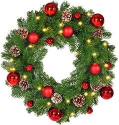Kring koszorú, 40 cm, kúpokkal és földgömbökkel díszítve