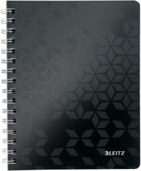 Leitz "Wow" Spirálfüzet, A5, vonalas, 80 lap, Fekete (LZ46390095)