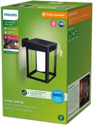Philips Camill SQ napelemes kültéri LED fali lámpa, mozgásérzékelővel, 1, 4 W, 250 lm, fehér fény (3000K), IP44, fekete, 20, 5 cm, A energiaosztály