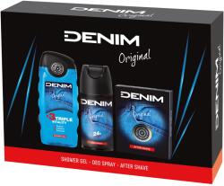 Denim Original szett: Borotválkozás utáni arcszesz, 100 ml + Tusfürdő, 250 ml + Dezodor spray, 150 ml