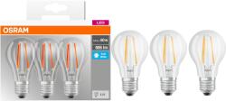 OSRAM LED Base Filament A60 Izzó készlet, 3 darab, E27, 6W (60W), 806 lm, A+, semleges fényű (4000K)
