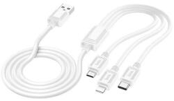 hoco. x74 töltőkábel 3in1, usb - lightning/microusb/type-c, 2a, 100cm, fehér (X74_W)