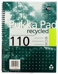 Pukka Pad Pukka Pads Jotta Újrahasznosított spirálfüzet, A4-es diktatúra, 110 lapos, 4 reszelő perforációval, 80 g papír, 100%-ban újrahasznosított, karton borítók (RCA4)