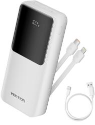 Vention Külső akkumulátor, VENTION, 20000 mAh, 22, 5 W PD gyorstöltés, 2 x USB/1 x USB Type-C interfész, 1 x USB Type-C/1 x Lightning kábel, digitális kijelző, fehér (FHPW0@#LY1111)