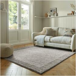 Flair Rugs Bobble Wool Border téglalap alakú szőnyeg, 120 x 170 cm, 2000 g/m2, 78% gyapjú, 22% poliészter, fekete / fehér