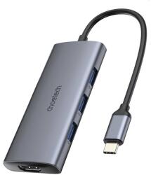 Choetech 7in1 multifunkciós USB Type C HUB - 3x USB 3.2 Gen 1 / SD és TF memóriakártya olvasó / HDMI 4K 30H (HUB-M19-gray)