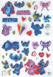 Stitch Paladone, Stitch & Angel dekormatrica szett, bolyhos matricák 3D hatással, 2 lap - 37 db, hivatalos Disney licenc (PP13253LS)