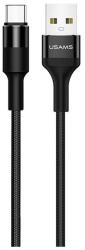 USAMS u5 adatkábel, usb - type-c, 120cm, törésgátló, cipőfűző, fekete (USA315BLK)