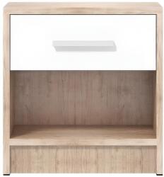 KringX Iris Éjjeliszekrény, 1 fiók, 39x28x40 cm, Tölgyfa/Fehér