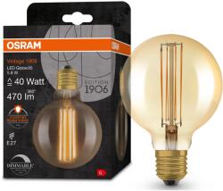OSRAM 1906 Globe 95 vintage LED izzó, Dimmelhető, E27, 5.8W (40W), 470 lm, 2200K, Arany