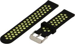 A+ A + Smartwatch Silicon Universal Órarszíj, 20 mm, Samsung, Xiaomi, Huawei, Garmin, Fekete/Lime (CSW2022BG)