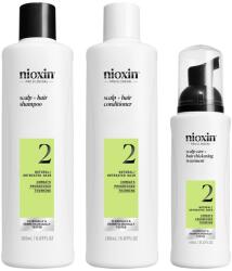 Nioxin Professzionális Nioxin System 2 töredezésgátló készlet az előrehaladott ritkítás által érintett természetes hajhoz: sampon, 150 ml + balzsam, 150 ml + kezelés, 40 ml