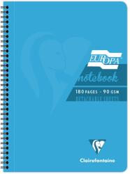 Clairefontaine Europa fényes A4-es spirálos jegyzetfüzet, 90 lap, Dictando, bársonyos pergamenpapír 90 g/m2, PEFC tanúsítvány, kartonborító, kivehető lapok, 210 x 297 mm, türkiz (EMG5802Z)