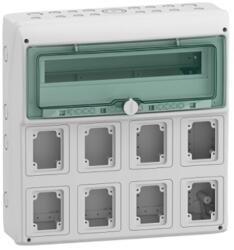 Schneider Electric Kaedra 13182 elektromos panel (doboz), 19 modul, felületre szerelhető, 8 aljzattal/kapcsolóval, IP65