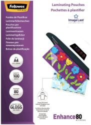 Fellowes lamináló fólia, 80 mikron, A4, fényes, 100 db (FW5306114)