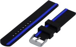 A+ A + Smartwatch Silicon Universal Órarszíj, 20 mm, Samsung, Xiaomi, Huawei, Garmin, Fekete/Kék (CSW2027B)