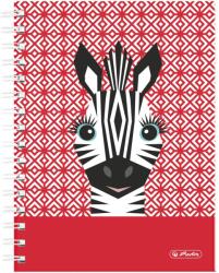 Herlitz jegyzetfüzet készlet, A5, dupla spirál, 100 lap, 70g/m2, mikroperforációk, négyzetek, kemény borító, Cute Animals Zebra motívum, 2 db (50039197-2)