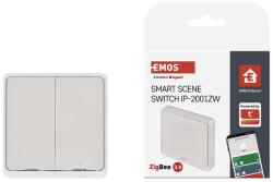 EMOS GoSmart IP-2002ZW Hordozható 2 funkciós szcenárió kapcsoló, ZigBee 3.0, CR 2430 3 V tápellátás, Fehér (EM-H5012)