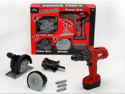 Mappy Power Tools játékkészlet, Átalakítható fúró flexeléssel és körfűrésszel, 6 tartozék