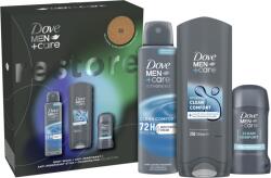 Dove Men+Care Advanced ajándékkészlet: Clean Comfort Spray, 150 ml + Dove Men+Care Clean Comfort tusfürdő, 250 ml + Dove Men+Care Clean Comfort Stick, 50 ml + Töltőpárna